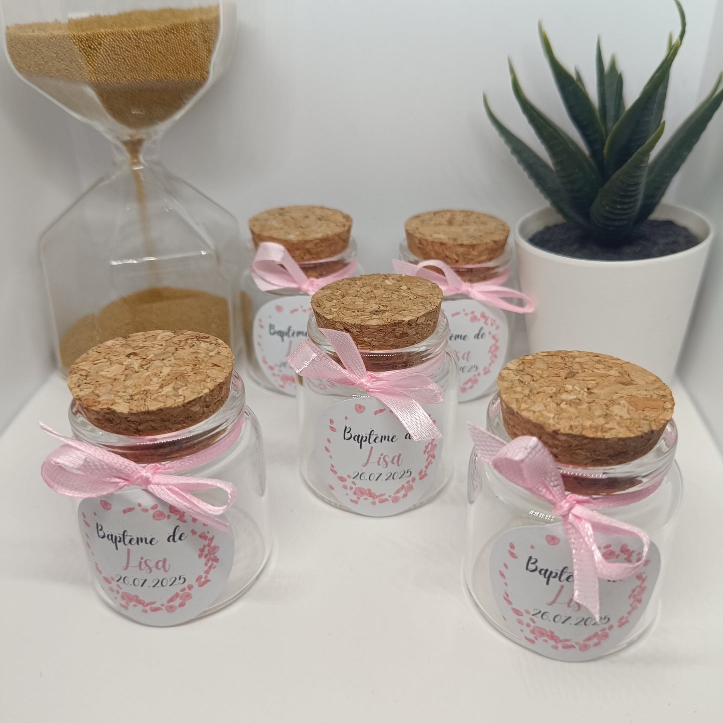 Pot à dragées en verre couvercle liège - 50ml - vide
