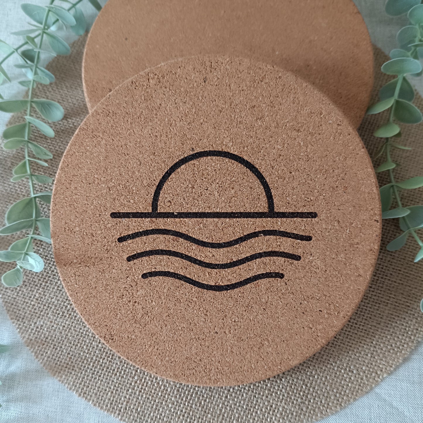 Dessous de plats en liège gravé