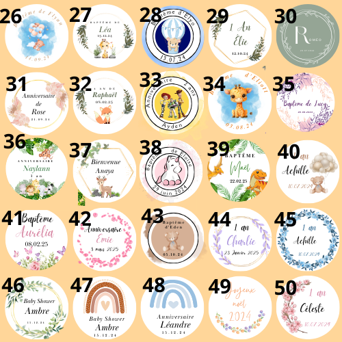 Étiquettes rondes (lot de 20)