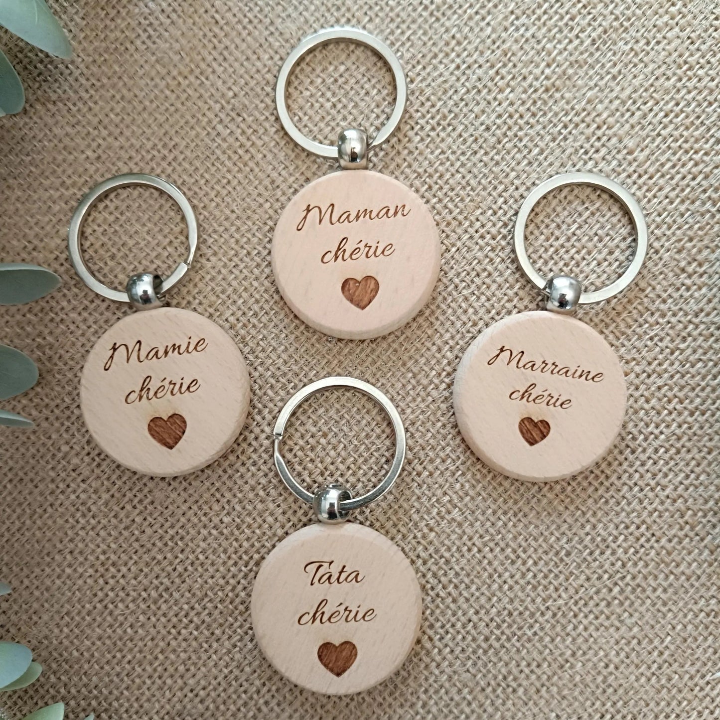 Porte clé en bois Tata chérie