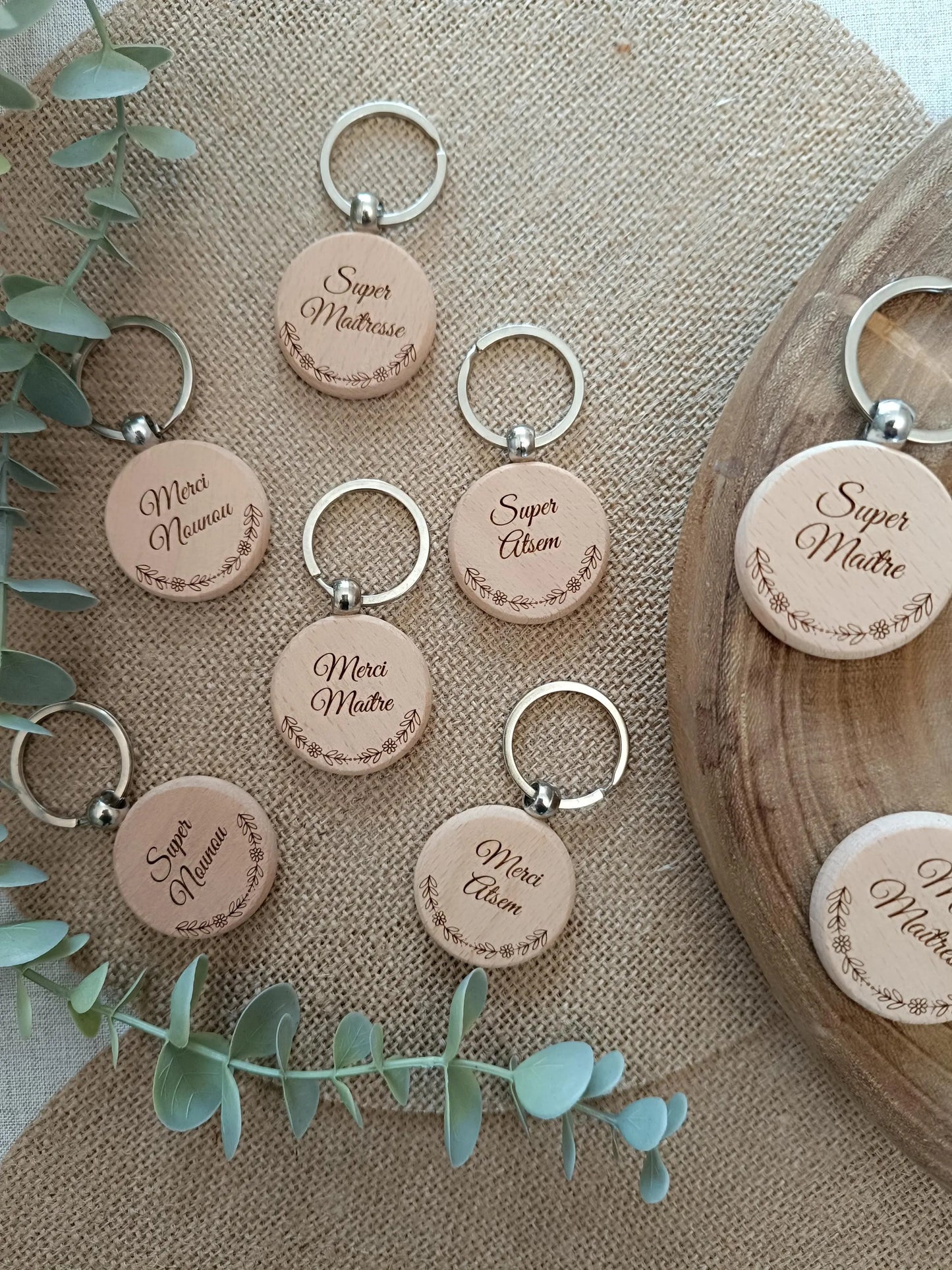 Porte clé en bois Super Maître