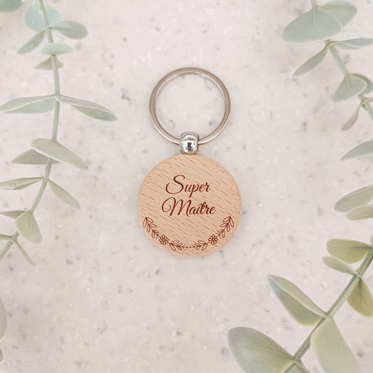 Porte clé en bois Super Maître
