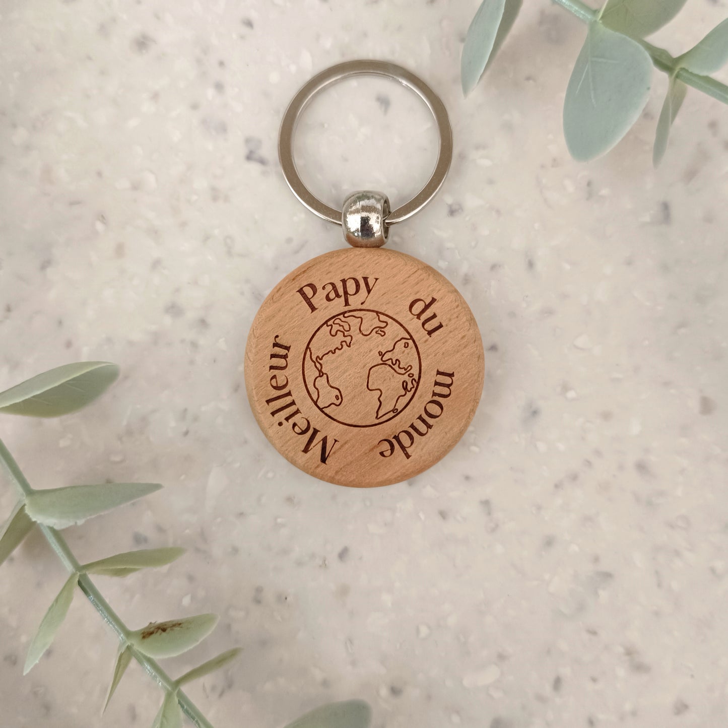Porte clé en bois Meilleur Papy du monde