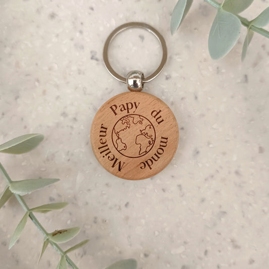 Porte clé en bois Meilleur Papy du monde