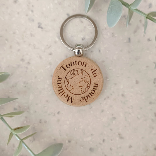 Porte clé en bois Meilleur Tonton du monde