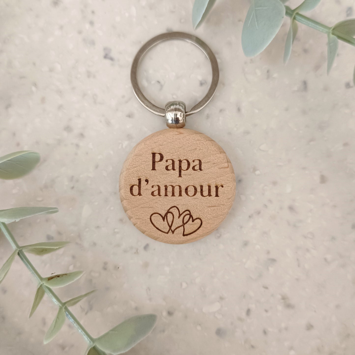 Porte clé en bois Papa d'amour