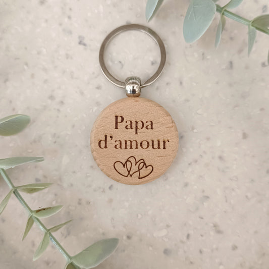 Porte clé en bois Papa d'amour