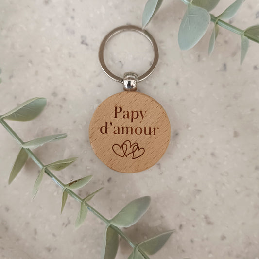 Porte clé en bois Papy d'amour