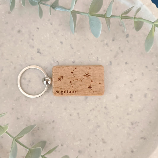 Porte clé en bois Sagittaire