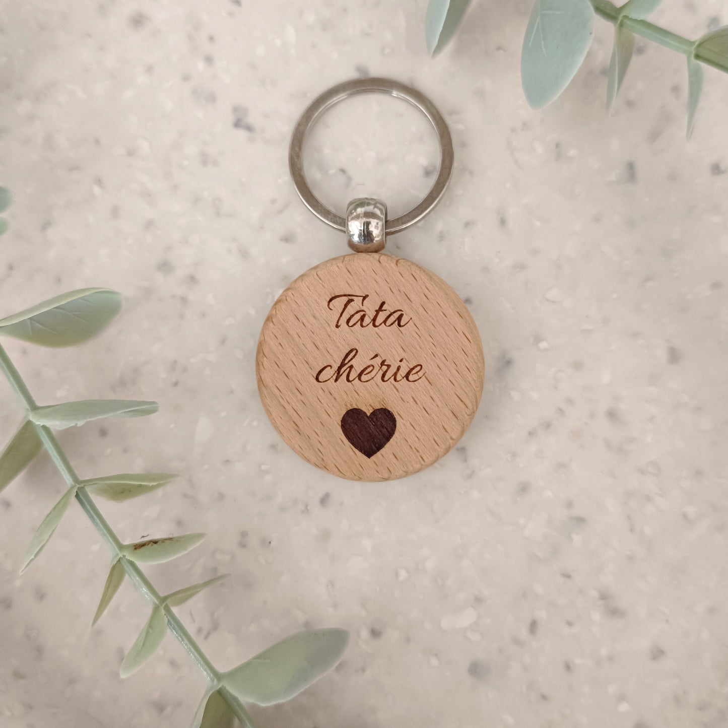 Porte clé en bois Tata chérie