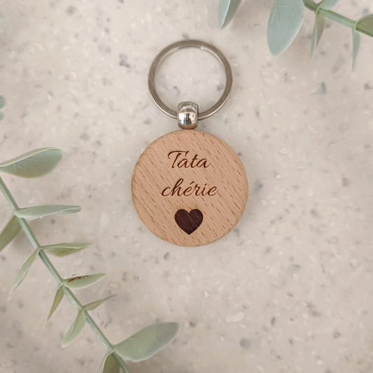 Porte clé en bois Tata chérie