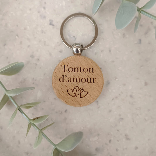 Porte clé en bois Tonton d'amour