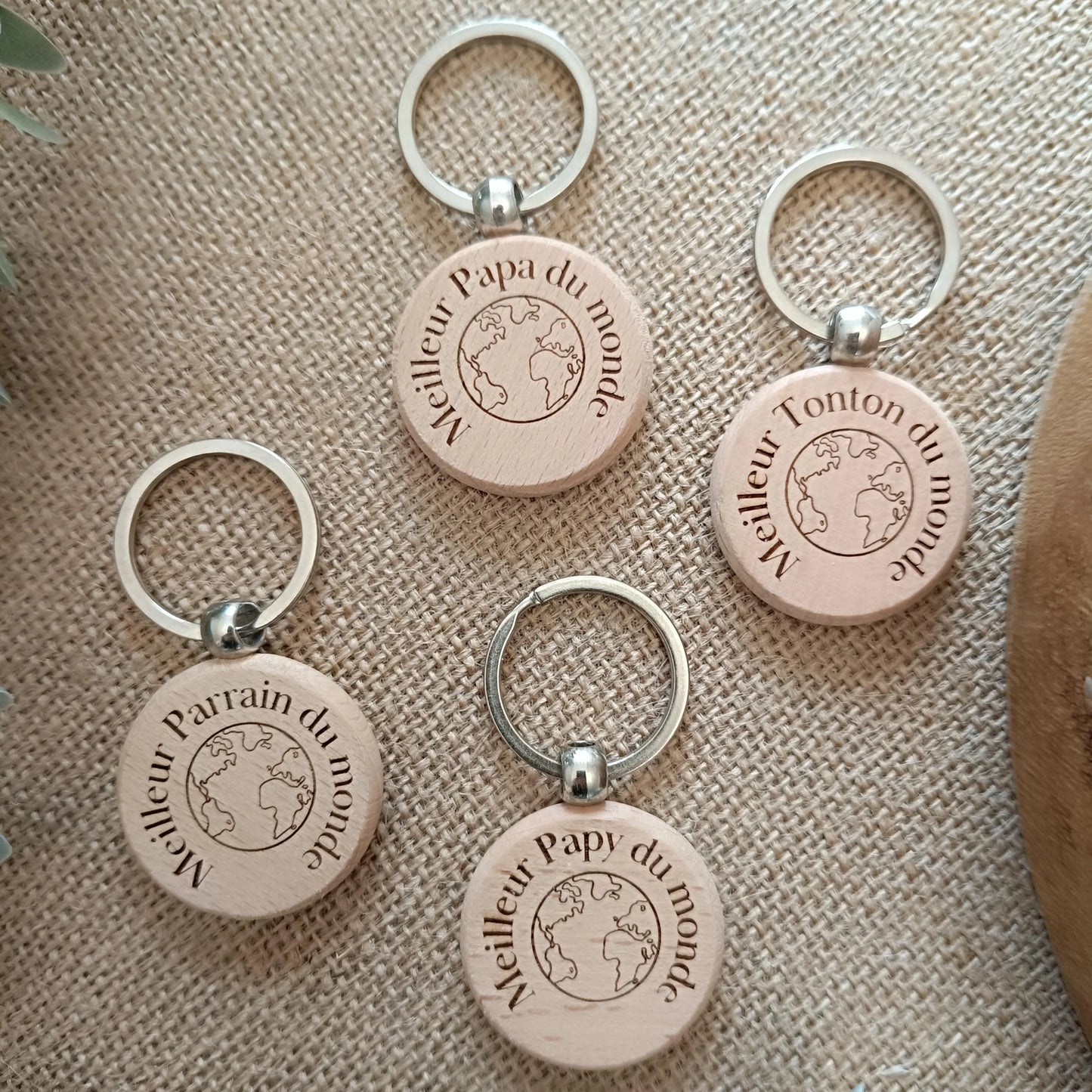 Porte clé en bois Parrain d'amour