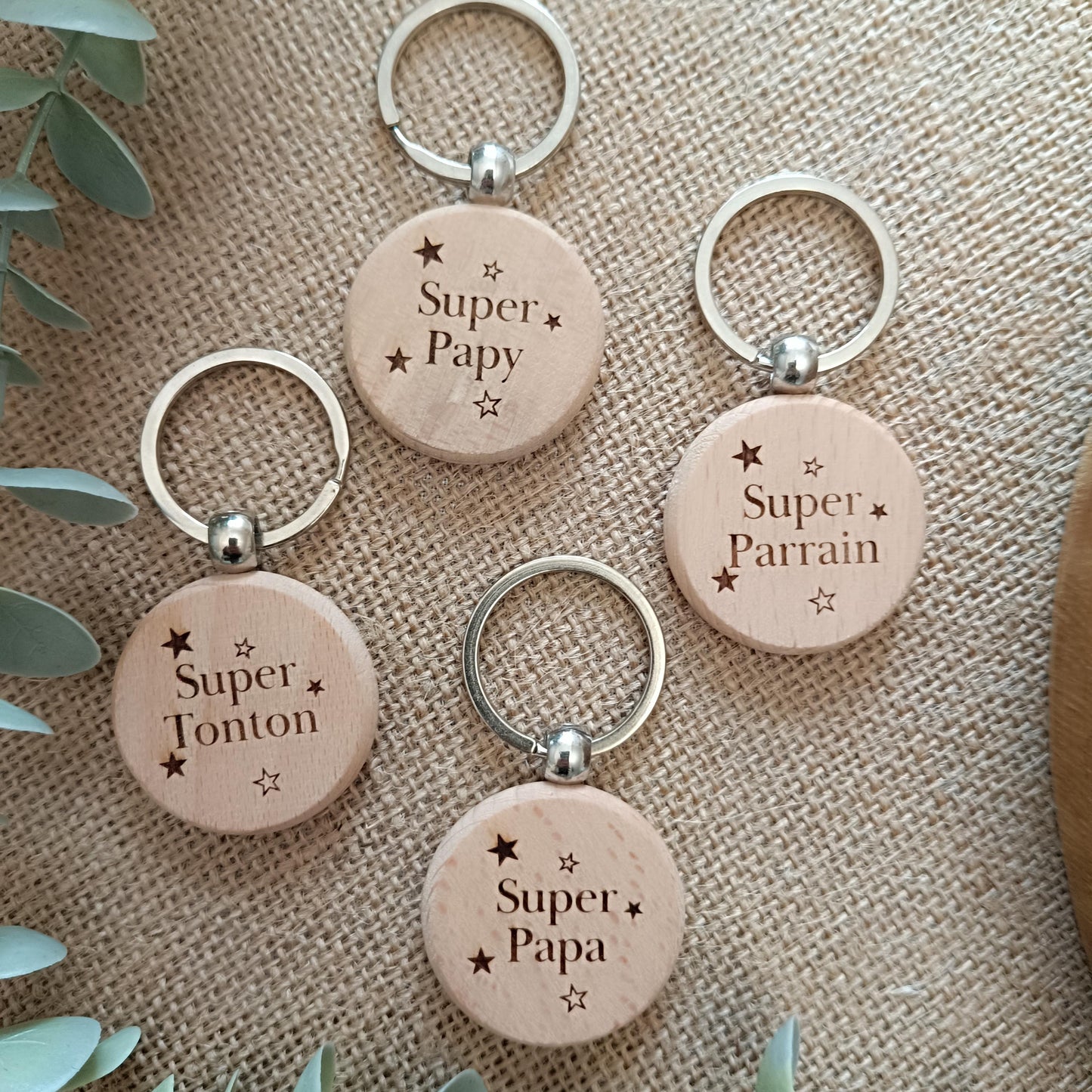Porte clé en bois Parrain d'amour