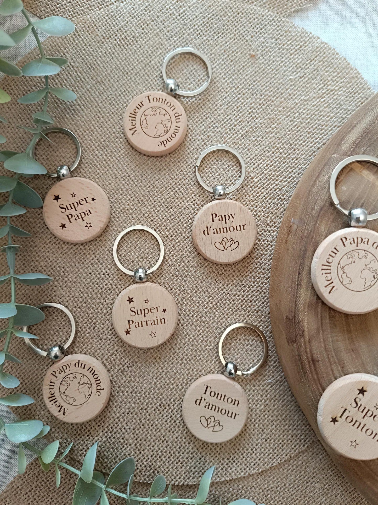 Porte clé en bois Parrain d'amour