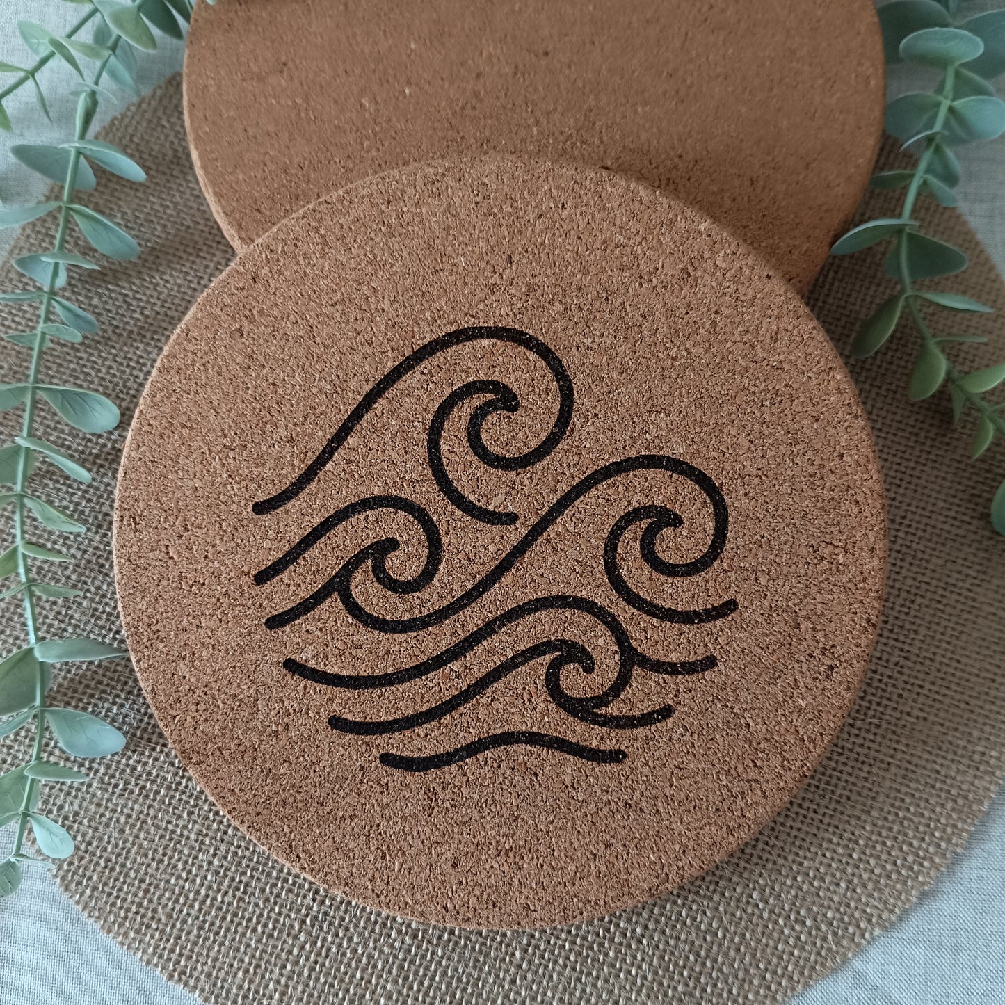 Dessous de plats en liège gravé