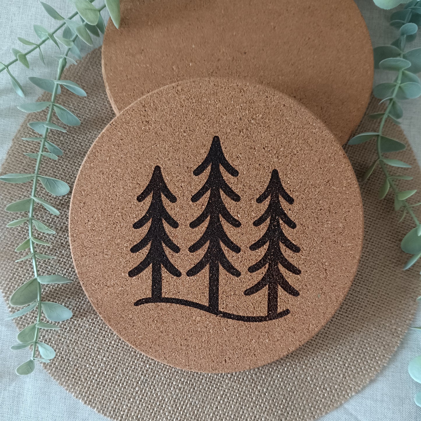 Dessous de plats en liège gravé