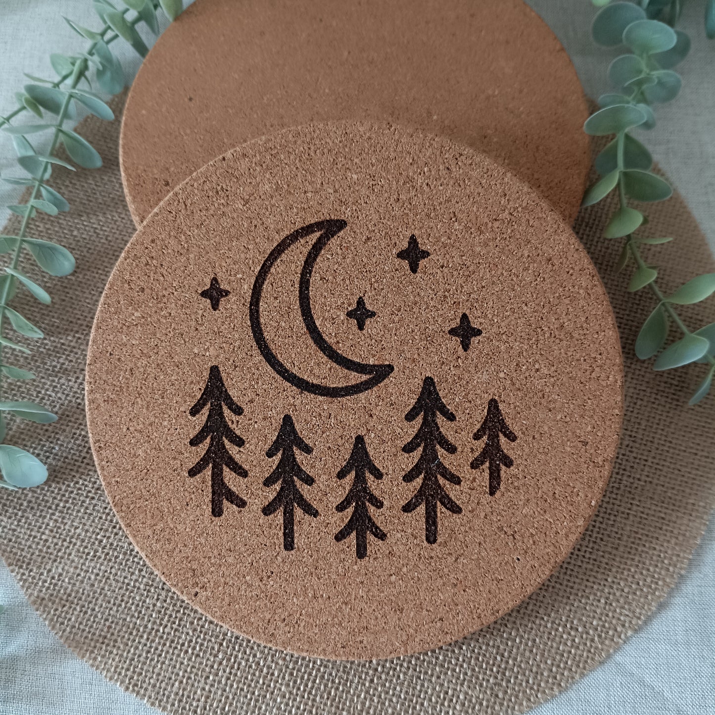 Dessous de plats en liège gravé