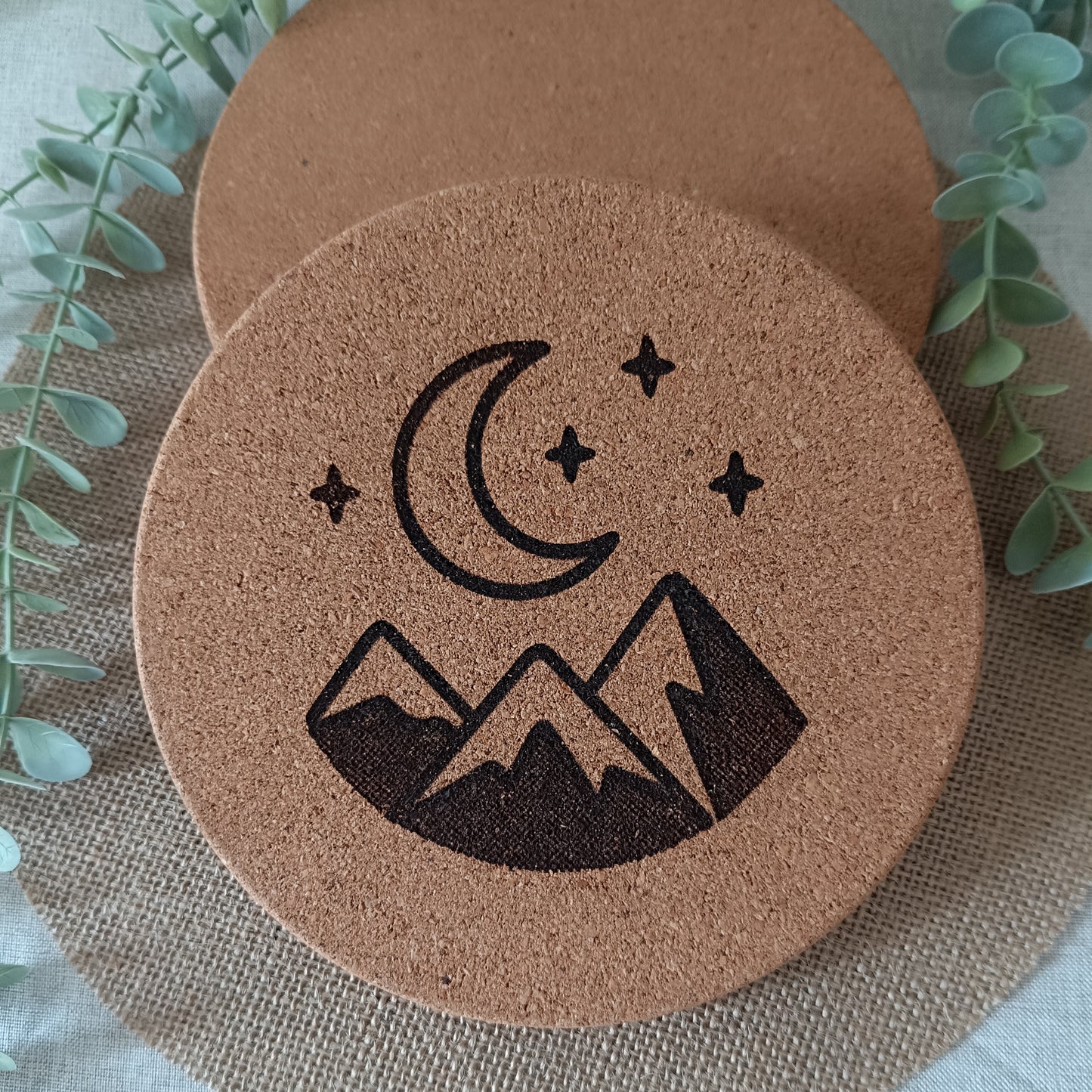 Dessous de plats en liège gravé