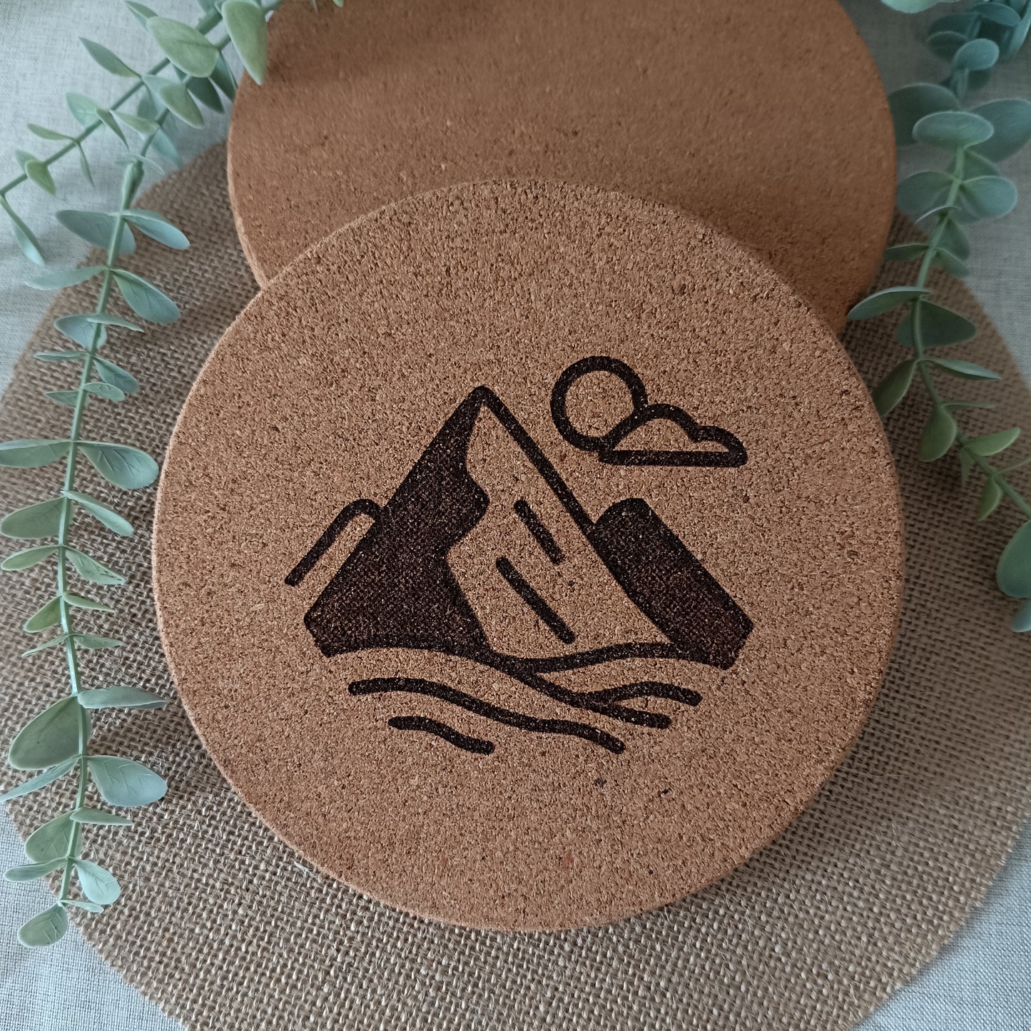 Dessous de plats en liège gravé